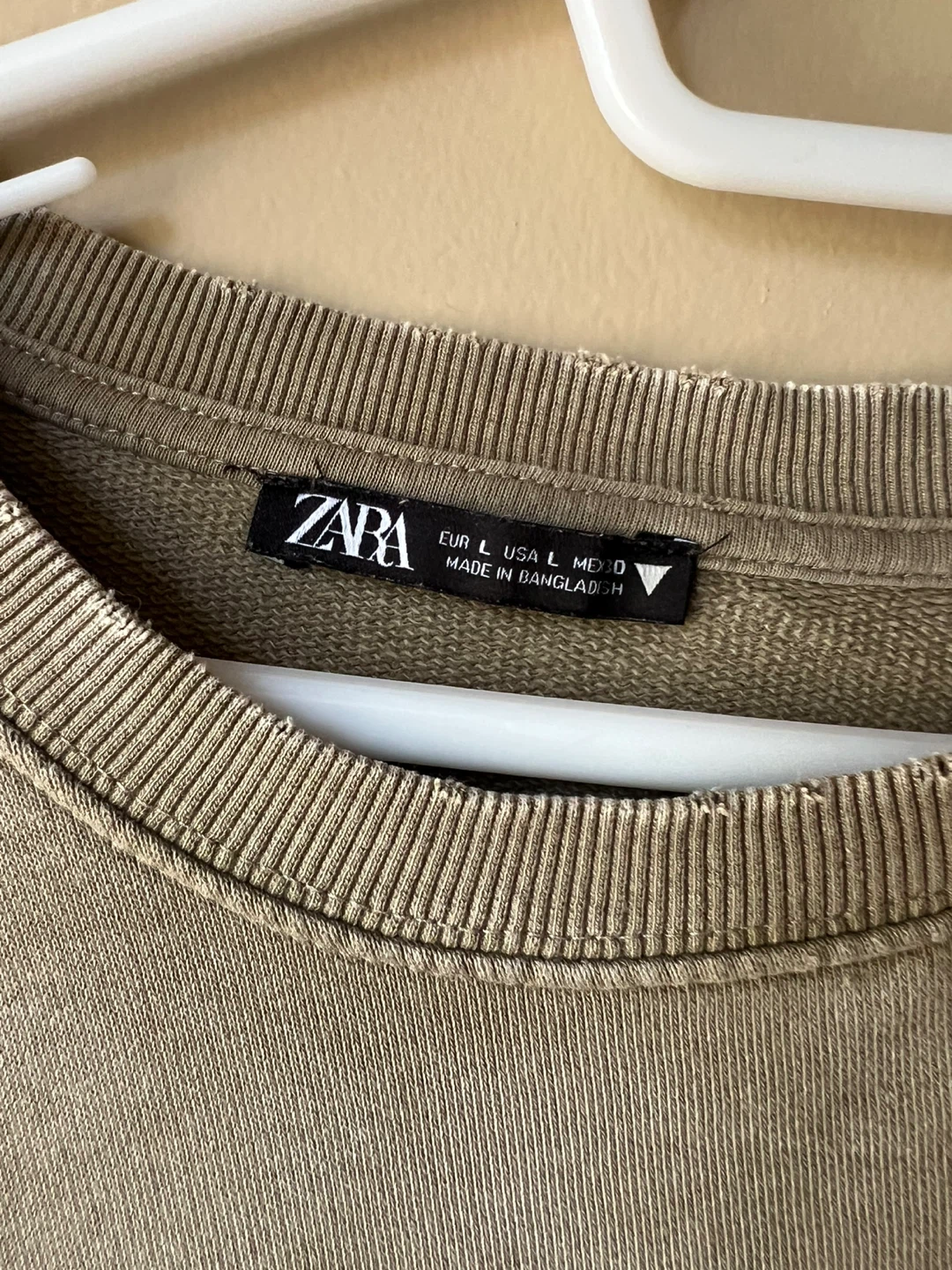 ZARA Oversized Crewneck Sweatshirt - Khaki Green, Size L - photo 2