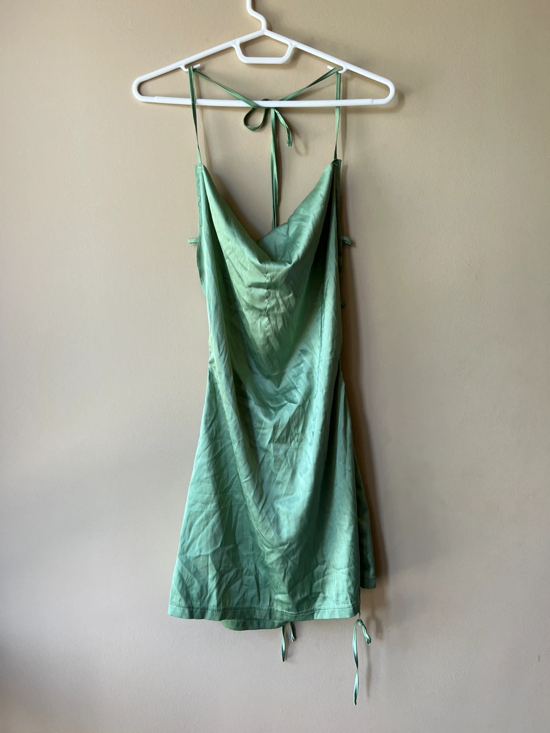 Mint Green Satin Mini Dress