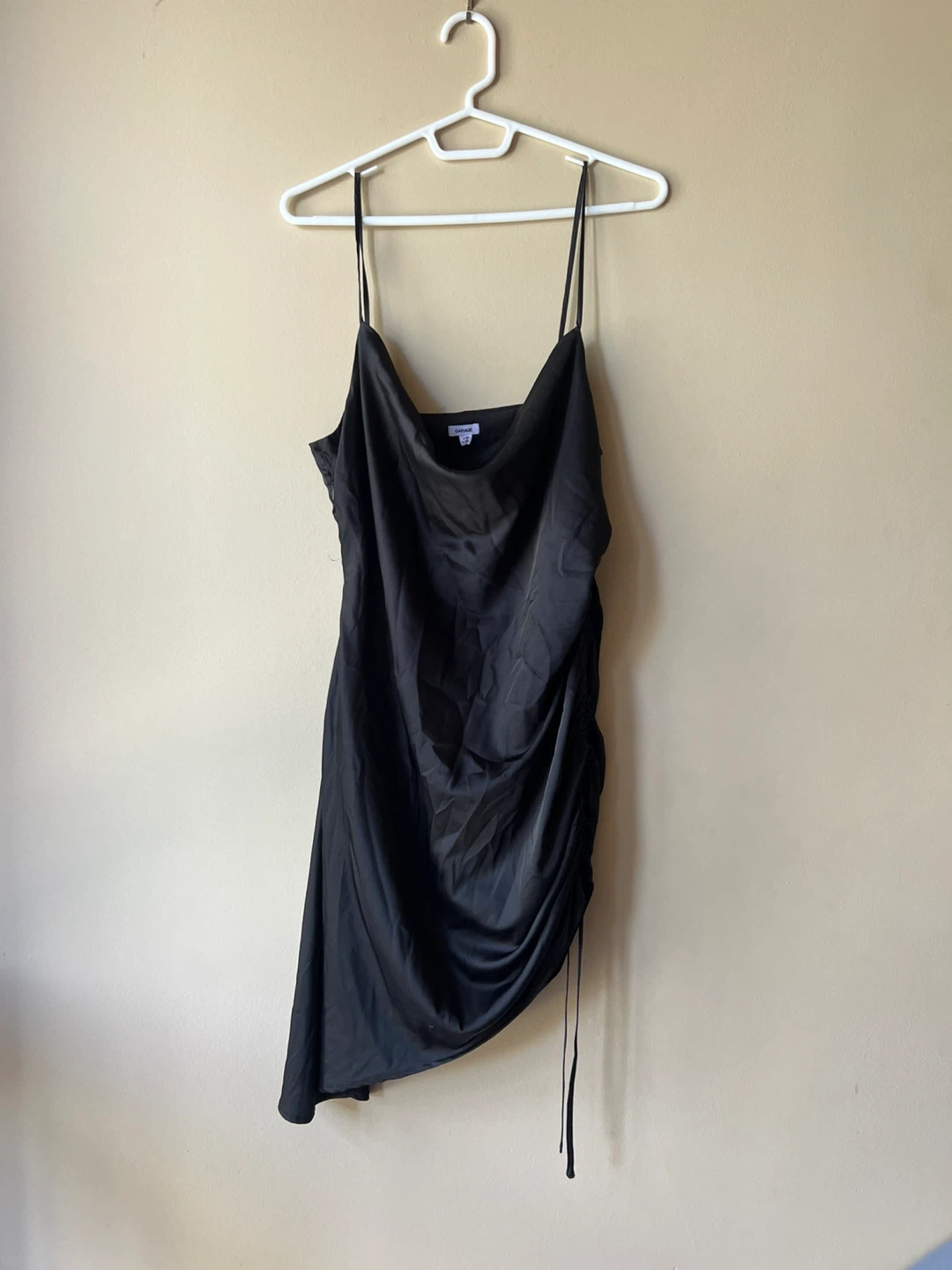 GARAGE Black Ruched Spaghetti Strap Dress M/M