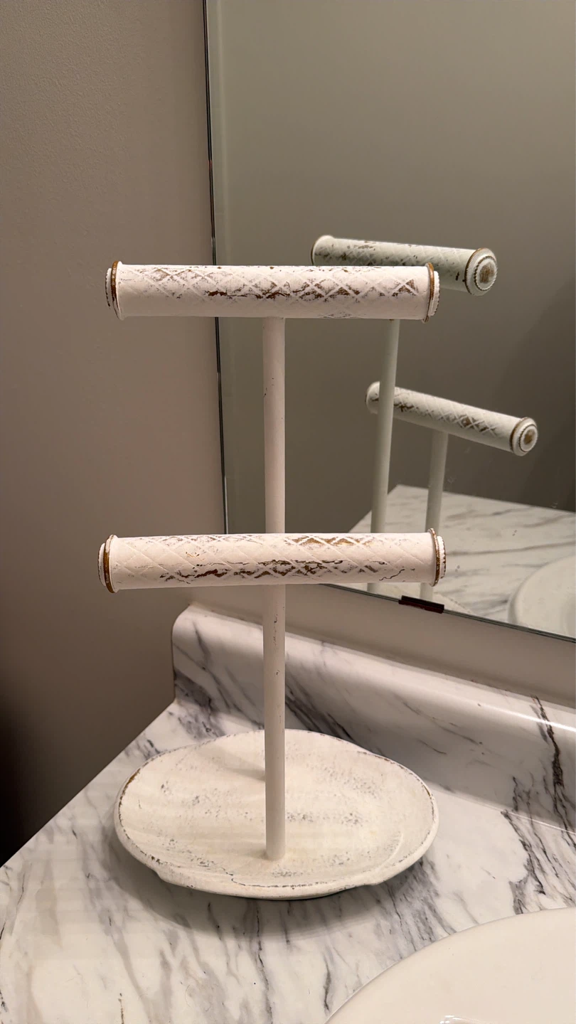 White Rustic Tiered Jewelry Stand