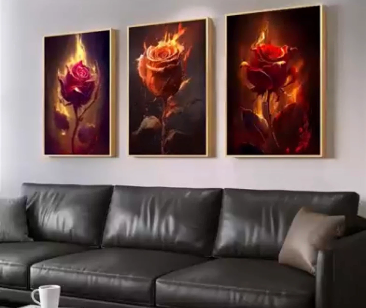Set of 3 Flaming Rose Wall Art Canvases - photo 3