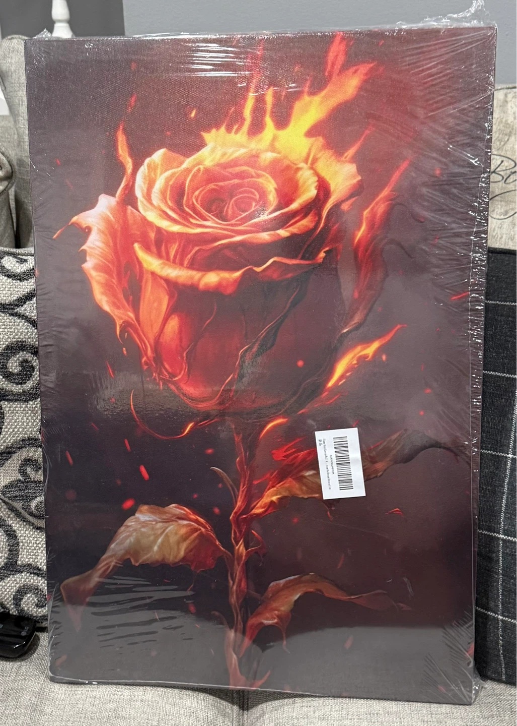 Set of 3 Flaming Rose Wall Art Canvases - photo 2
