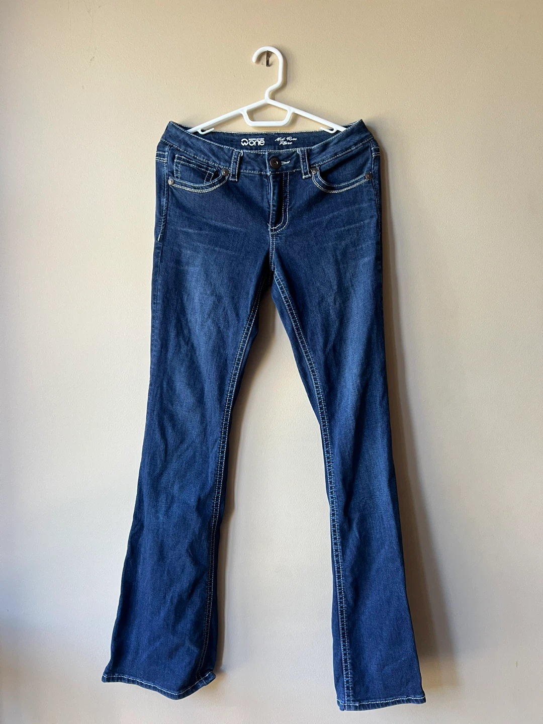 Low rise boot cut jeans