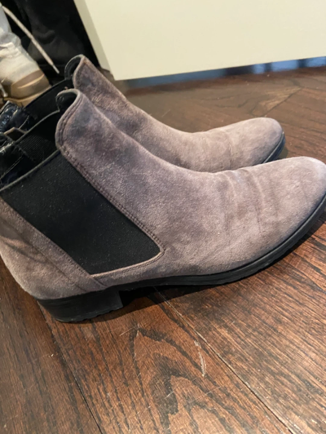 Grey Suede Chelsea Boots