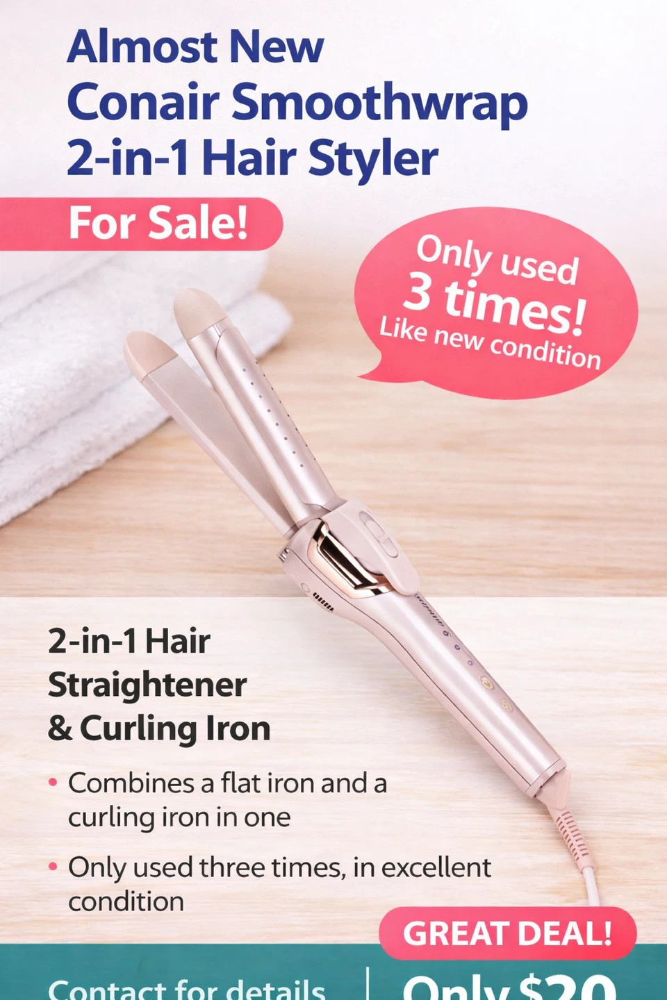Conair 2-in-1 Hair Styler - Straightener & Curling Iron - photo 2