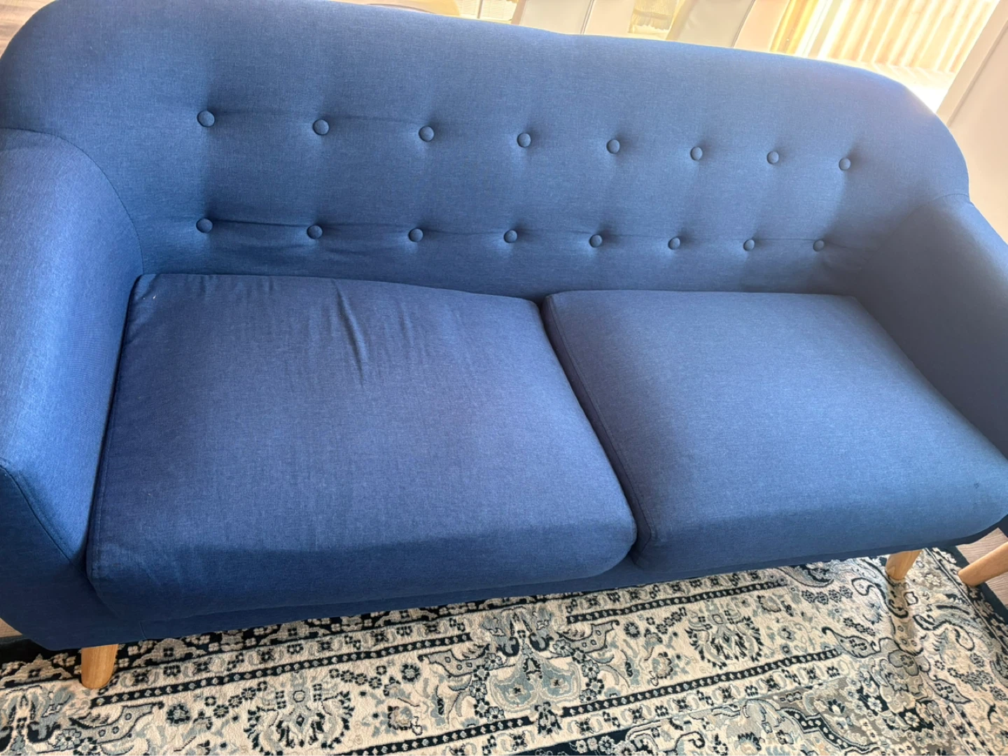Navy Blue 3-piece Fabric Sofa-Good Condition