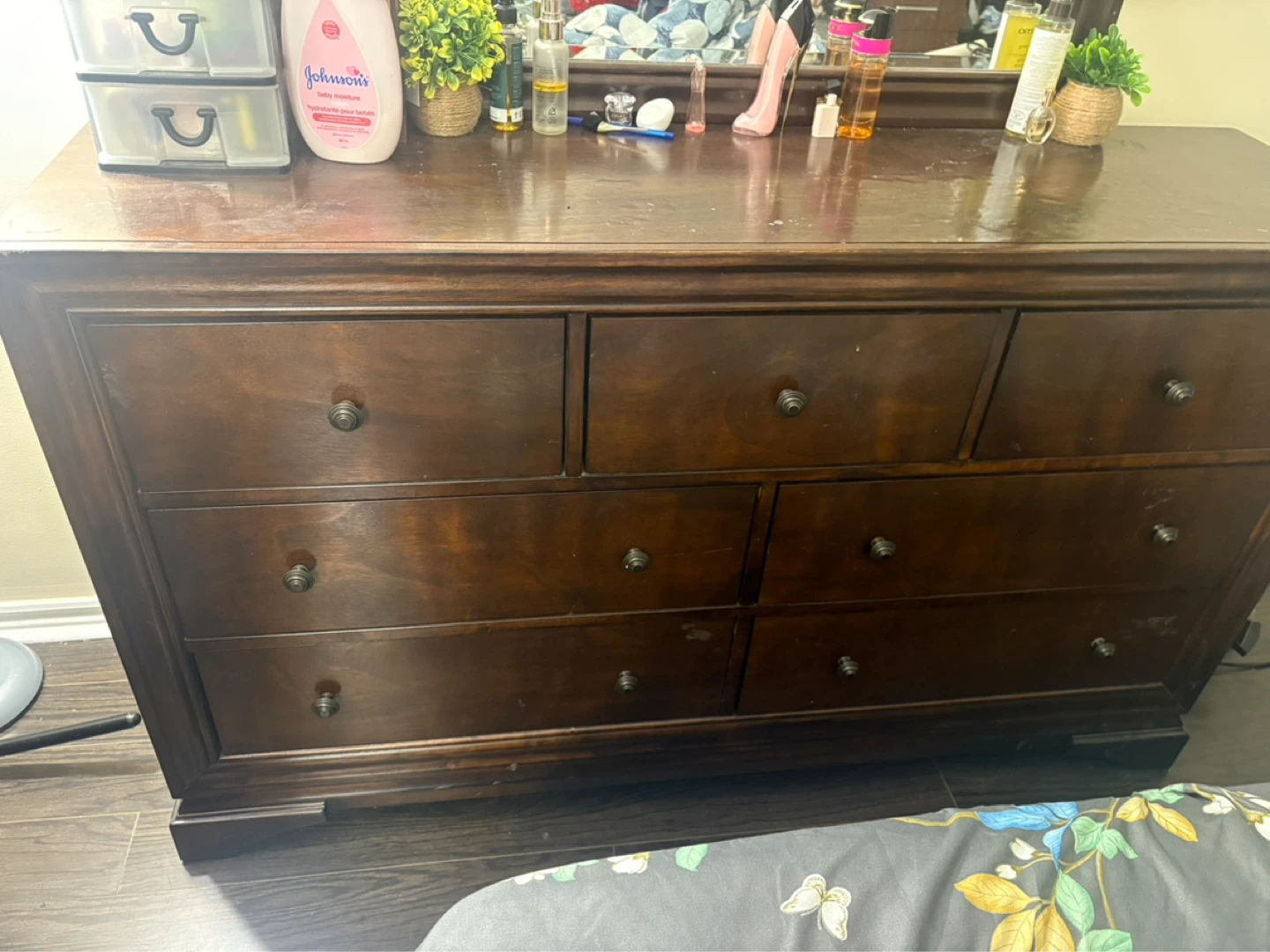 Dark Wood Dresser with Mirror