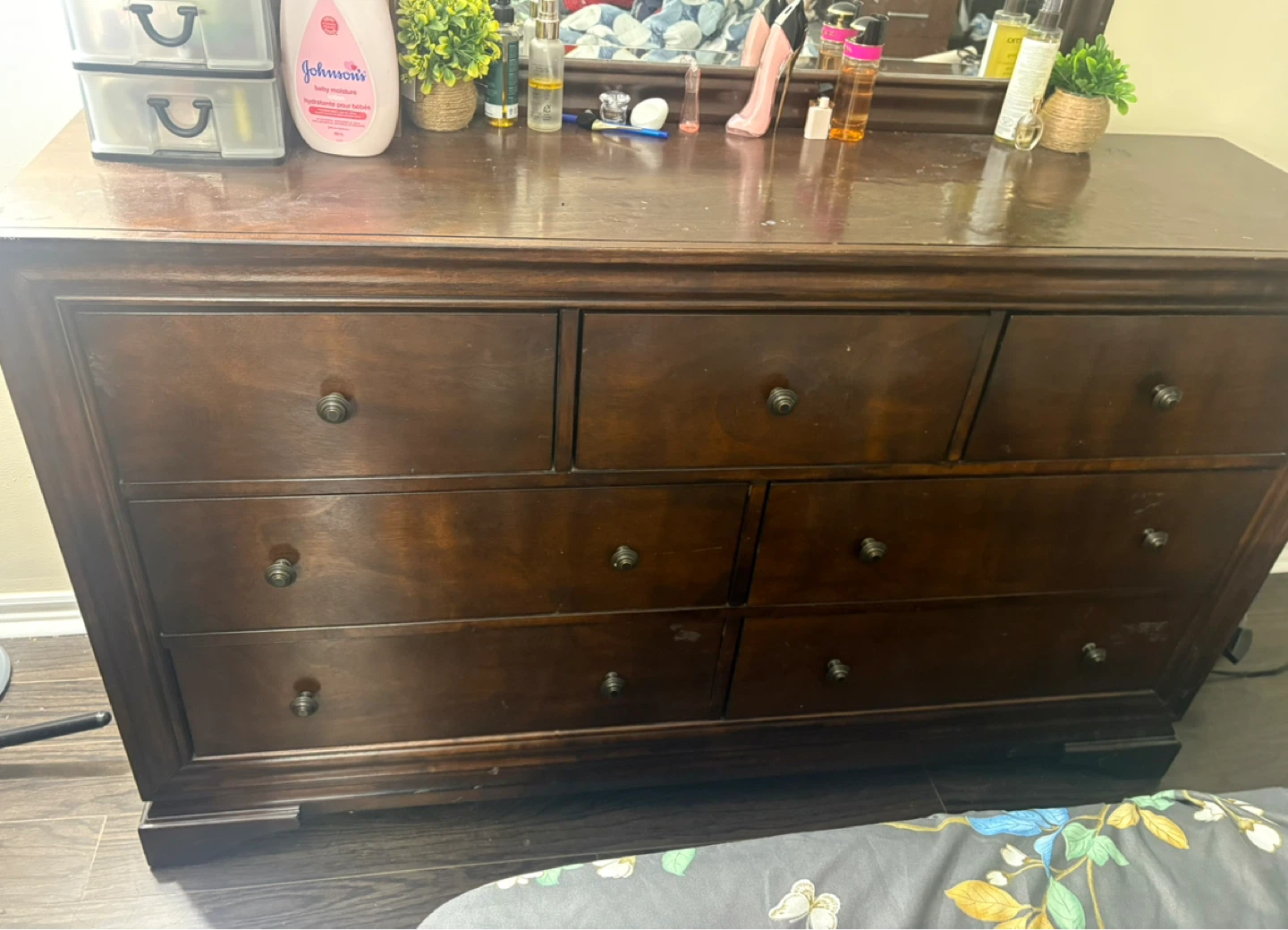 Dark Wood Dresser with Mirror - photo 2