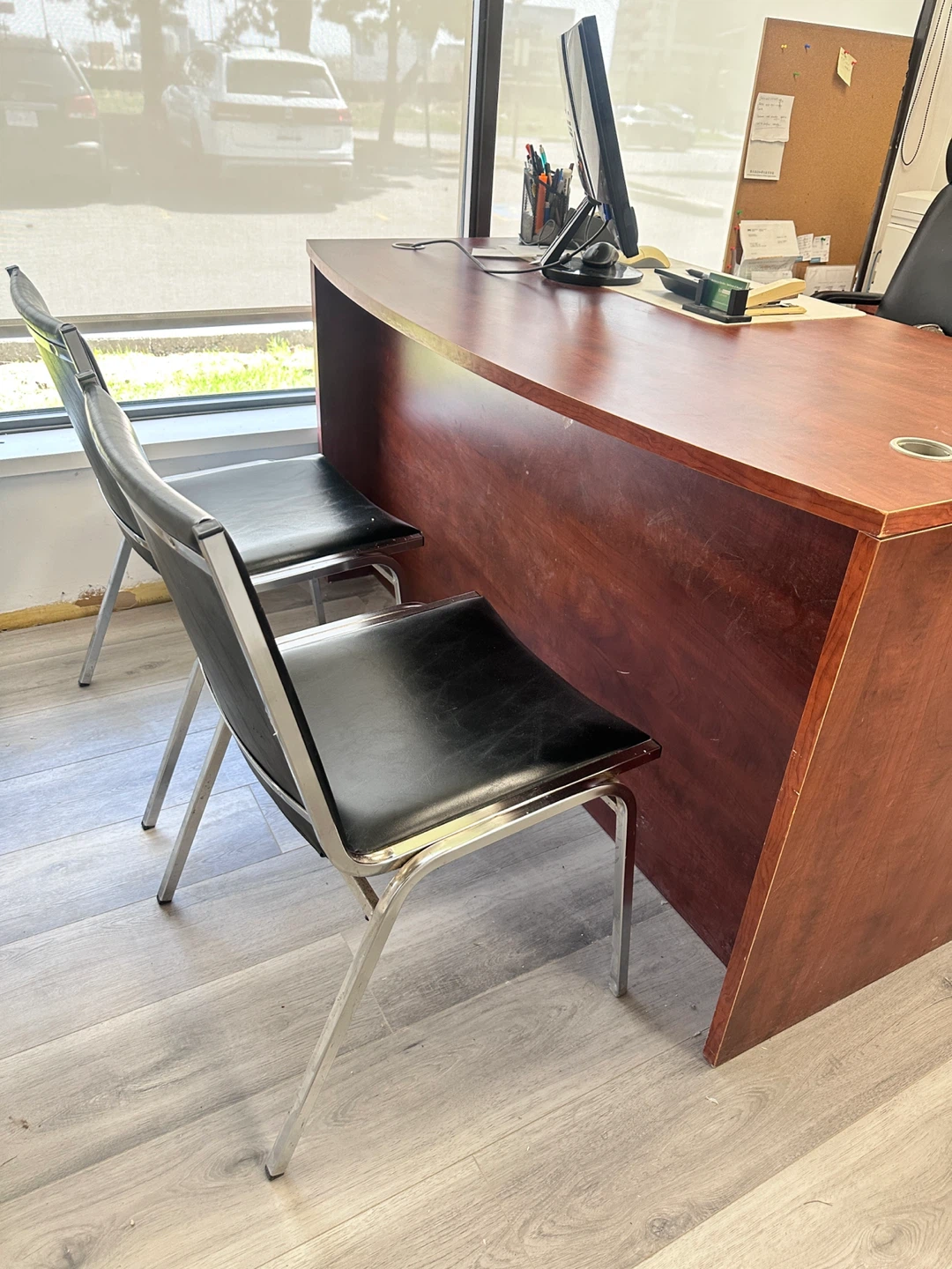 Cherry Finish Executive Desk with Drawer Pedestal - photo 3