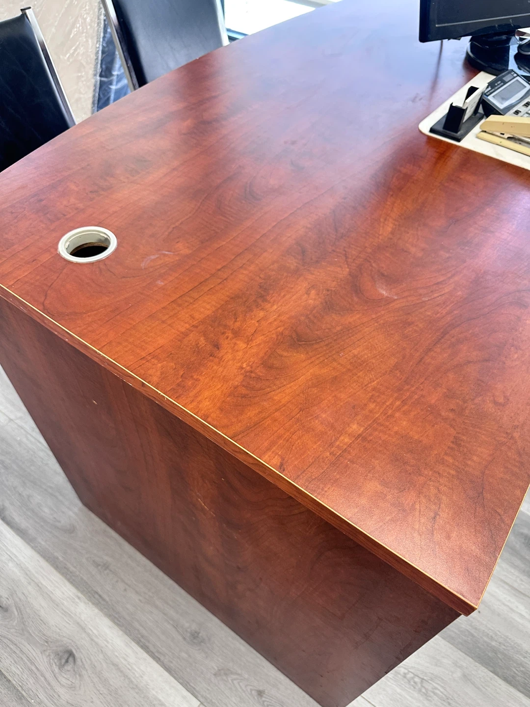 Cherry Finish Executive Desk with Drawer Pedestal - photo 4
