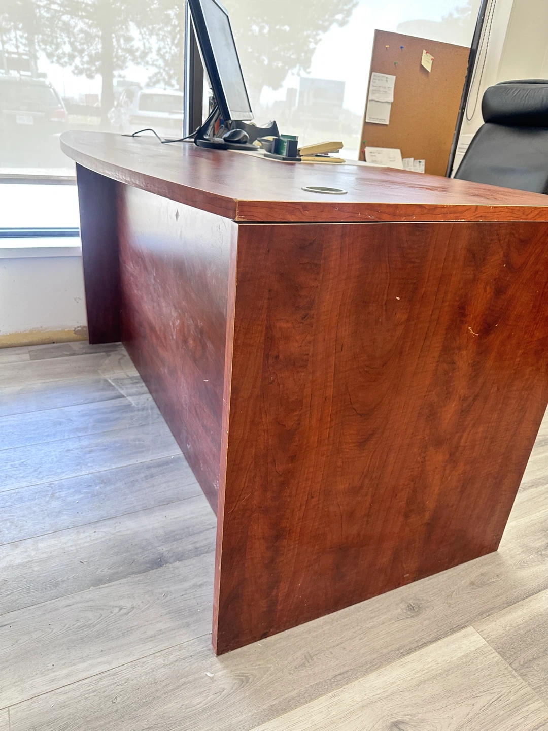 Cherry Finish Executive Desk with Drawer Pedestal - photo 2
