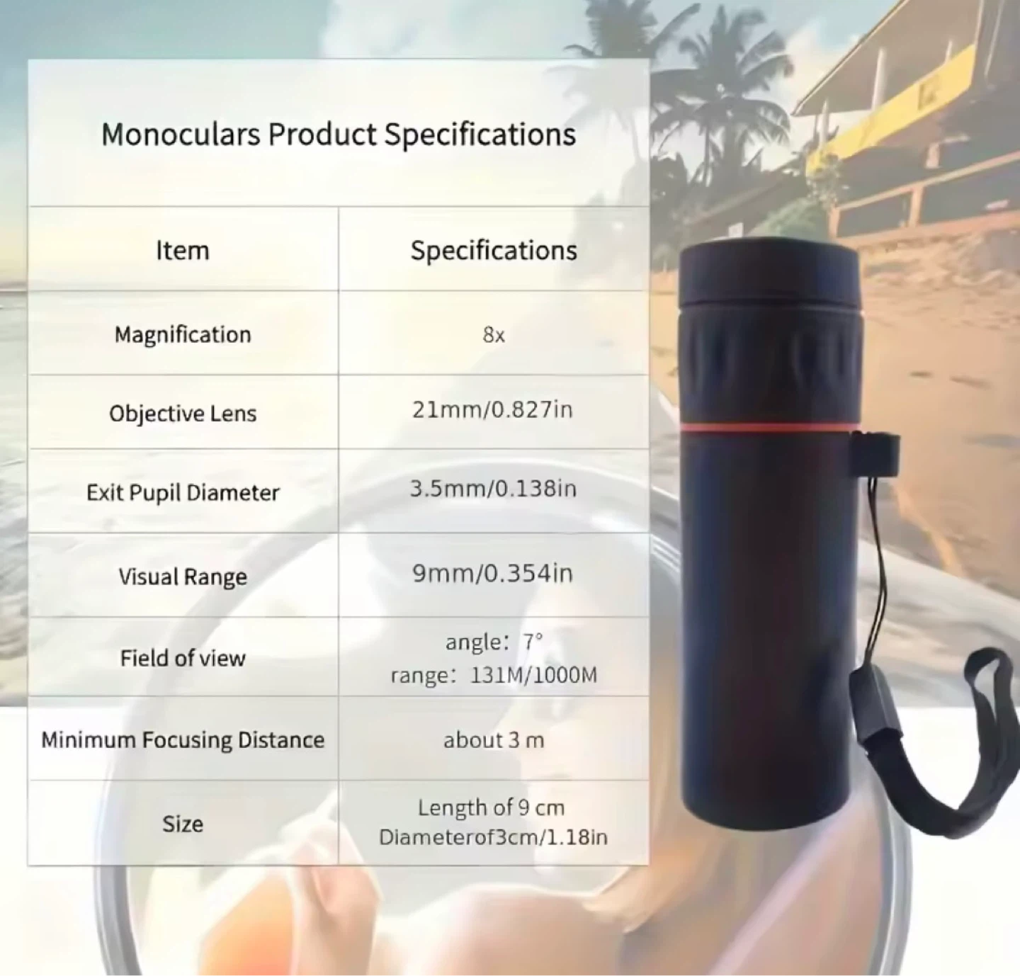 Black Monocular Telescope 8x Magnification - photo 2