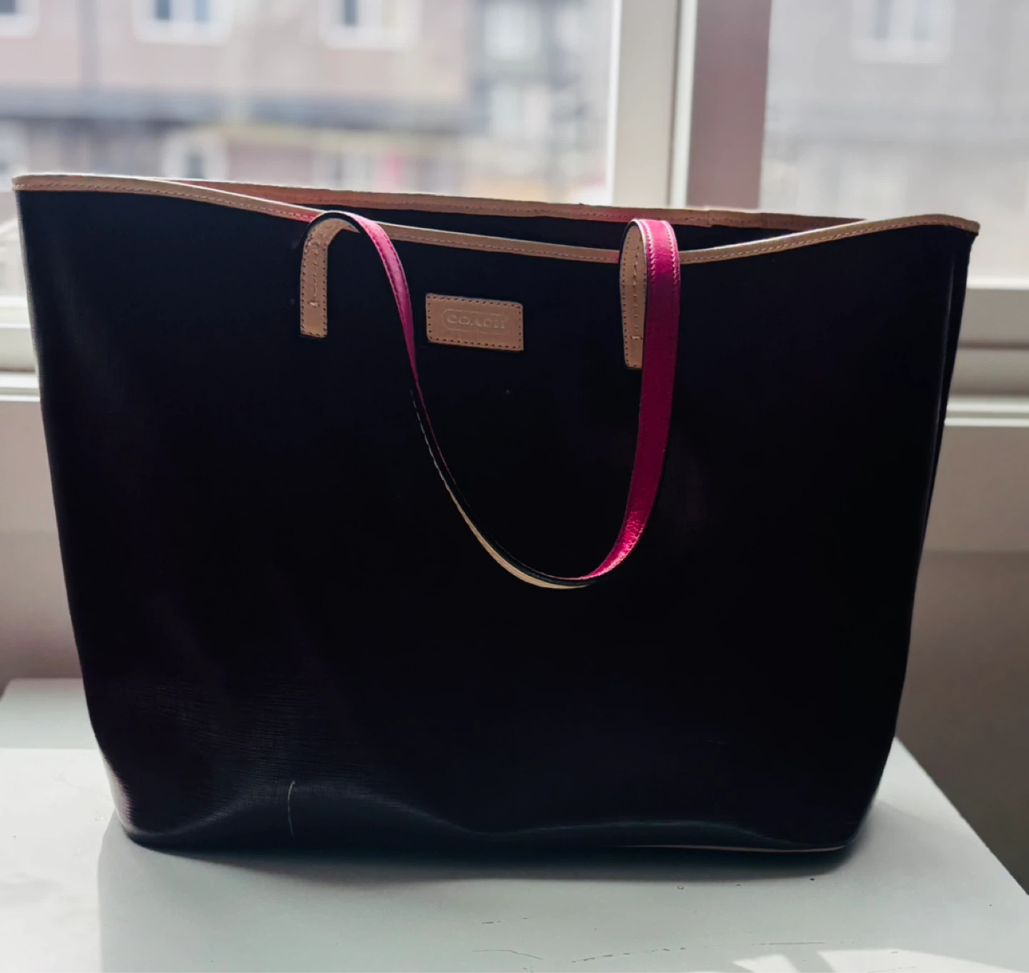 Authentic Coach Leather Tote Bag  Large Shoulder Purse”