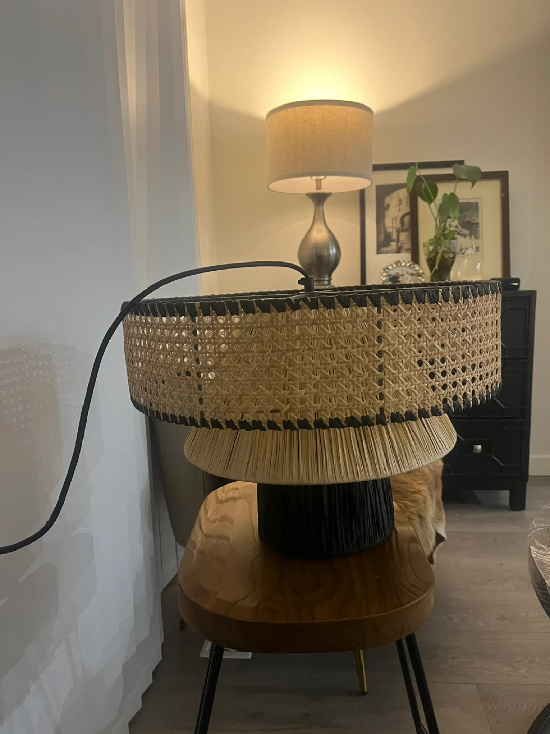 Woven Lamp Shade with Rattan and Black Accents - photo 2