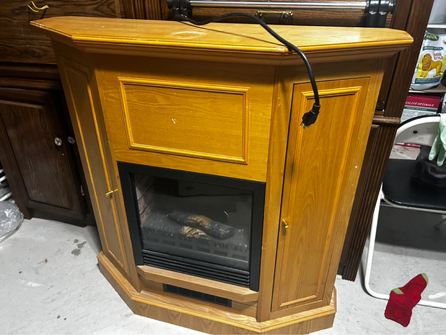 Wooden Corner Electric Fireplace - photo 2