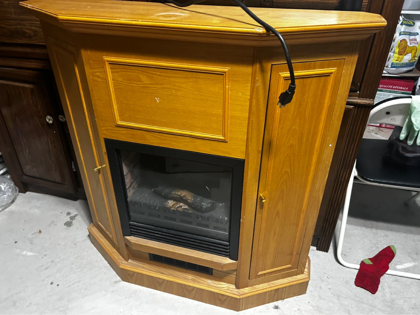 Wooden Corner Electric Fireplace