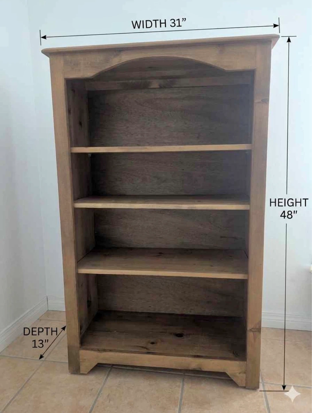 Wooden Bookshelf - 48" H x 31" W
