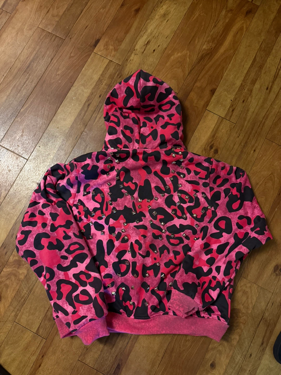 Pink Leopard reversible Studded Hoodie - photo 5