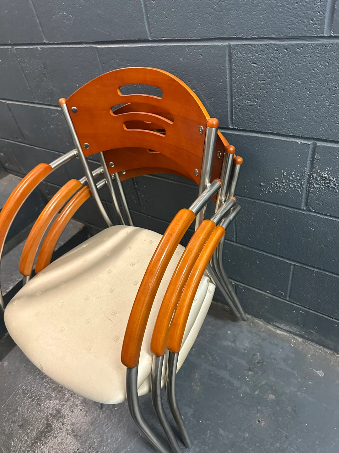 Set of 3 Wood and Metal Accent Chairs - photo 5