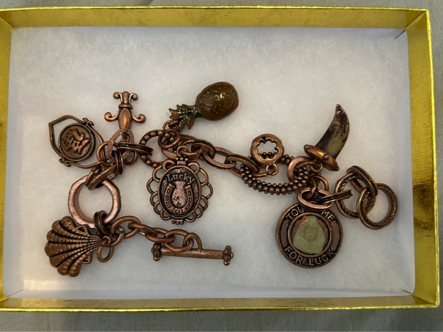Copper Charm Bracelet with Lucky Charms