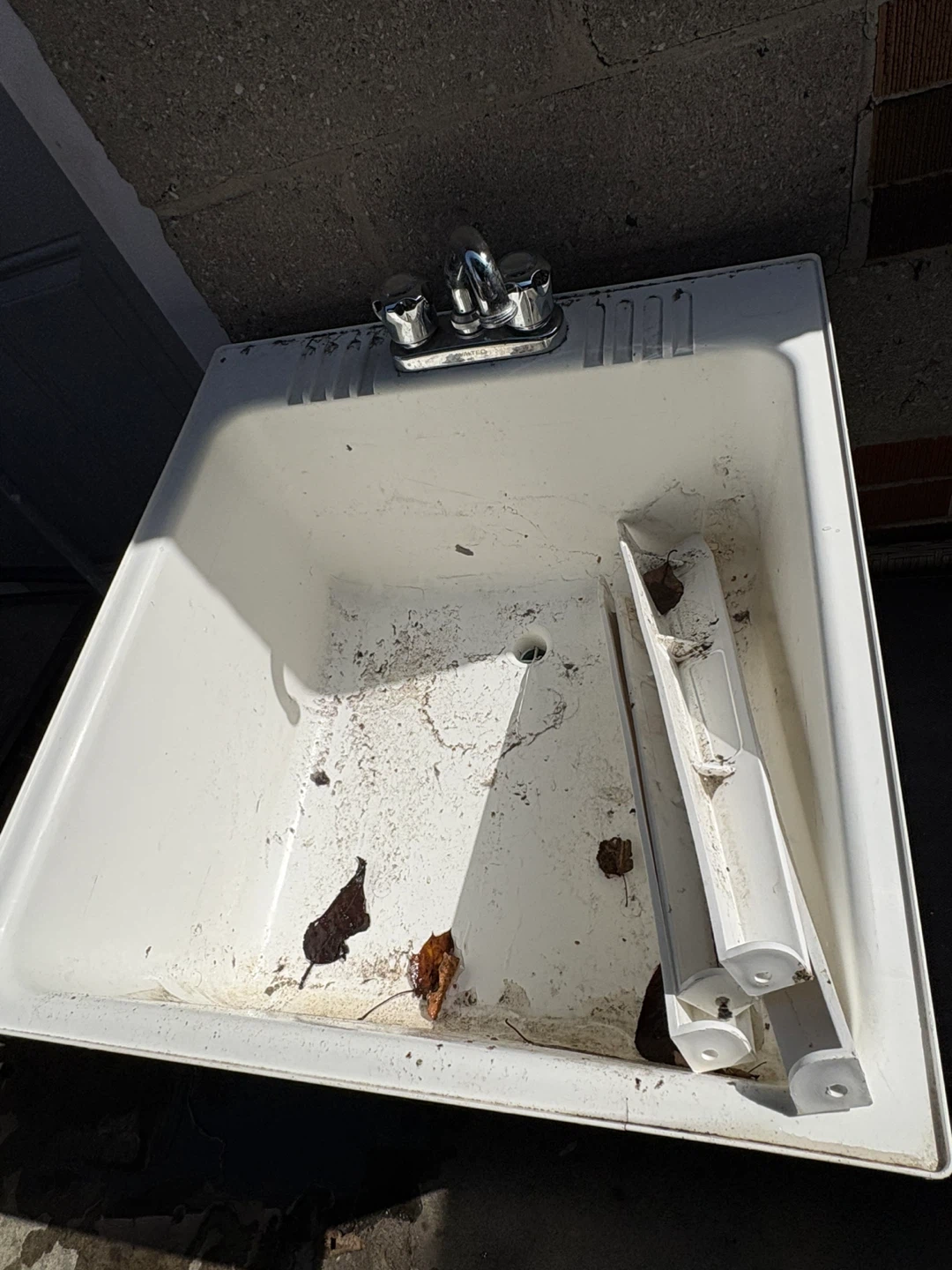 White Utility Sink with Faucet