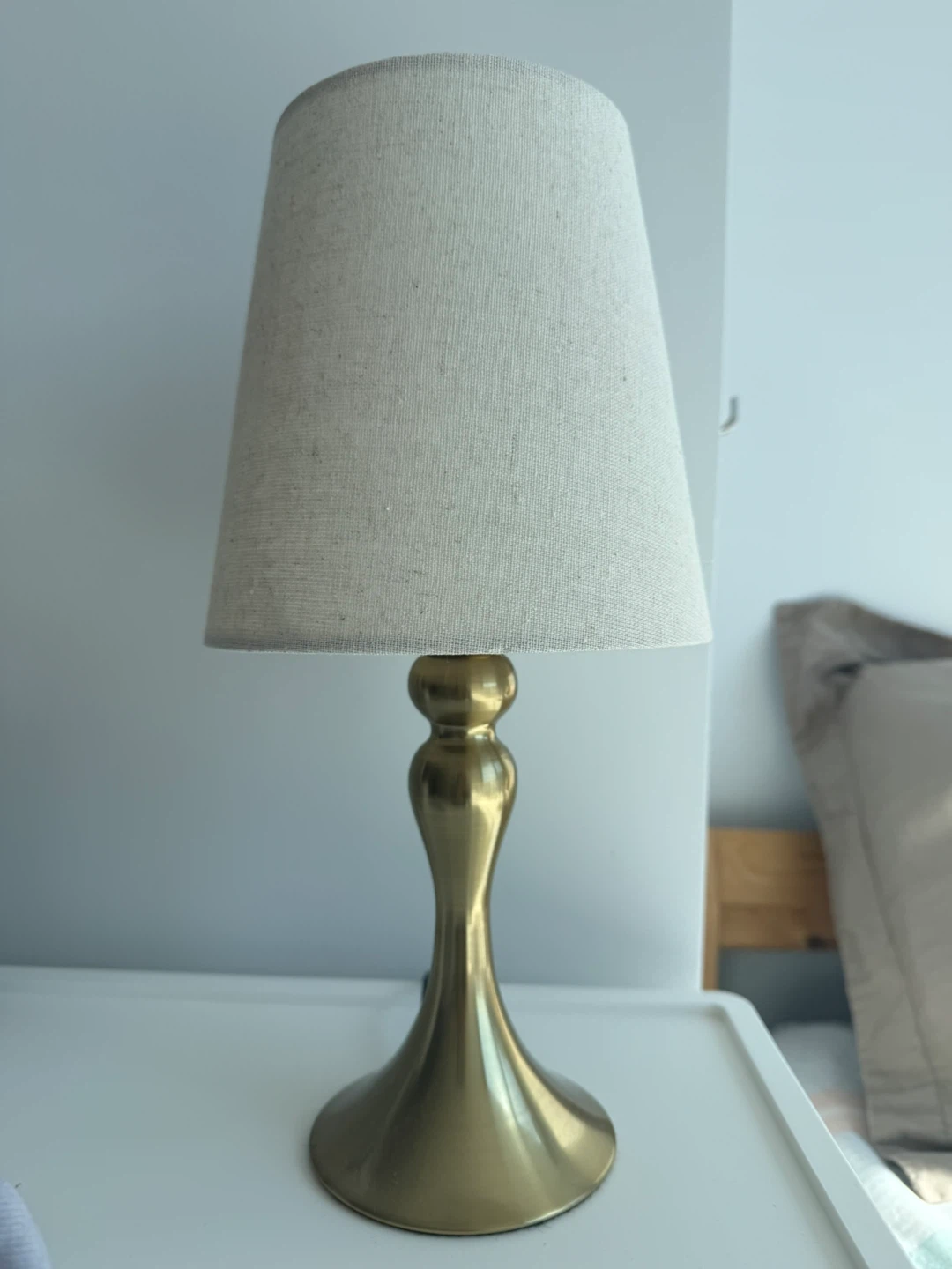 Gold Table Lamp with Light Beige Shade