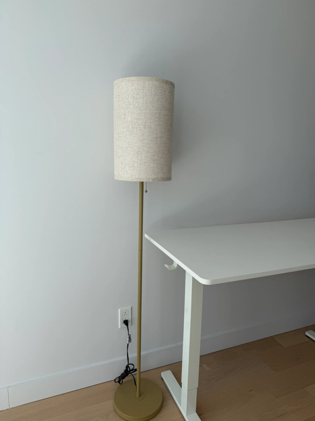 Floor Lamp with Tan Fabric Shade