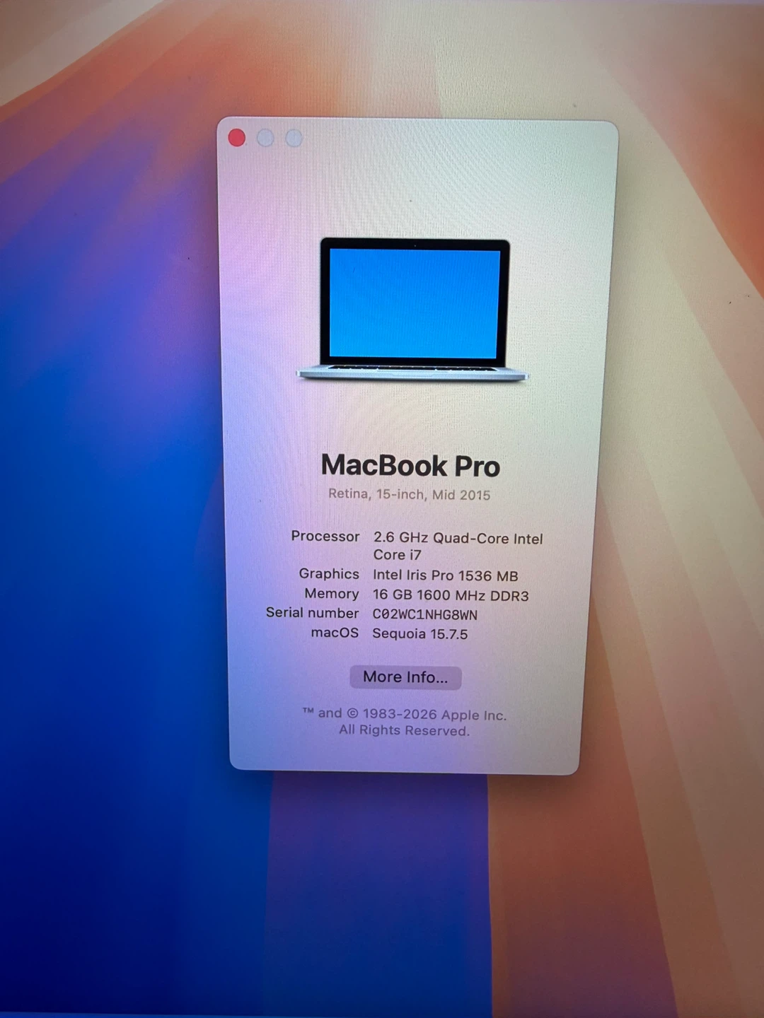 MacBook Pro 15” 2015/16GB RAM/512GB SSD/Low Battery Cycle - photo 2