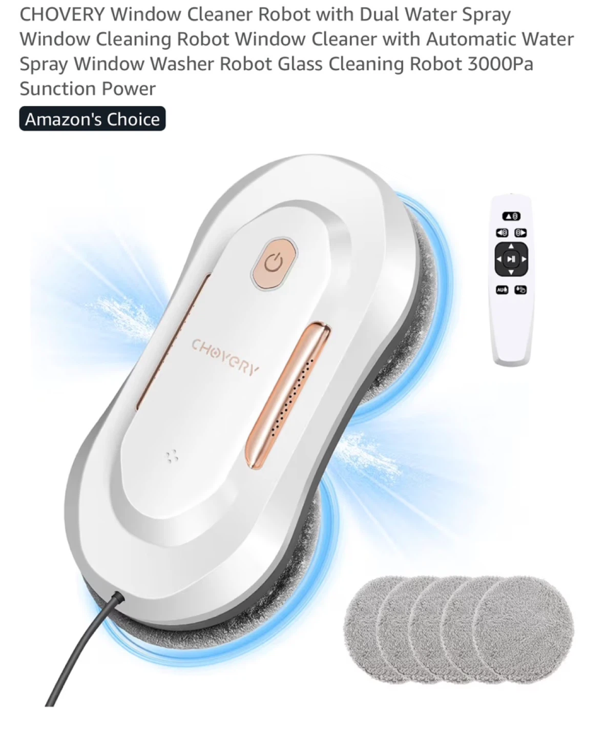 CHOVERY Window Cleaning Robot with Dual Water Spray