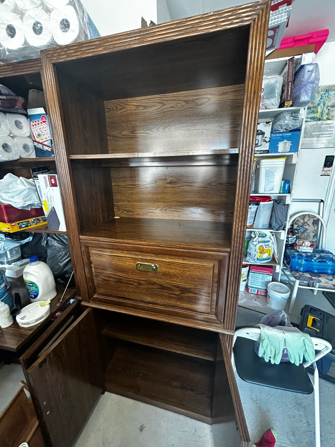Dark Wood Bookshelf with Cabinet