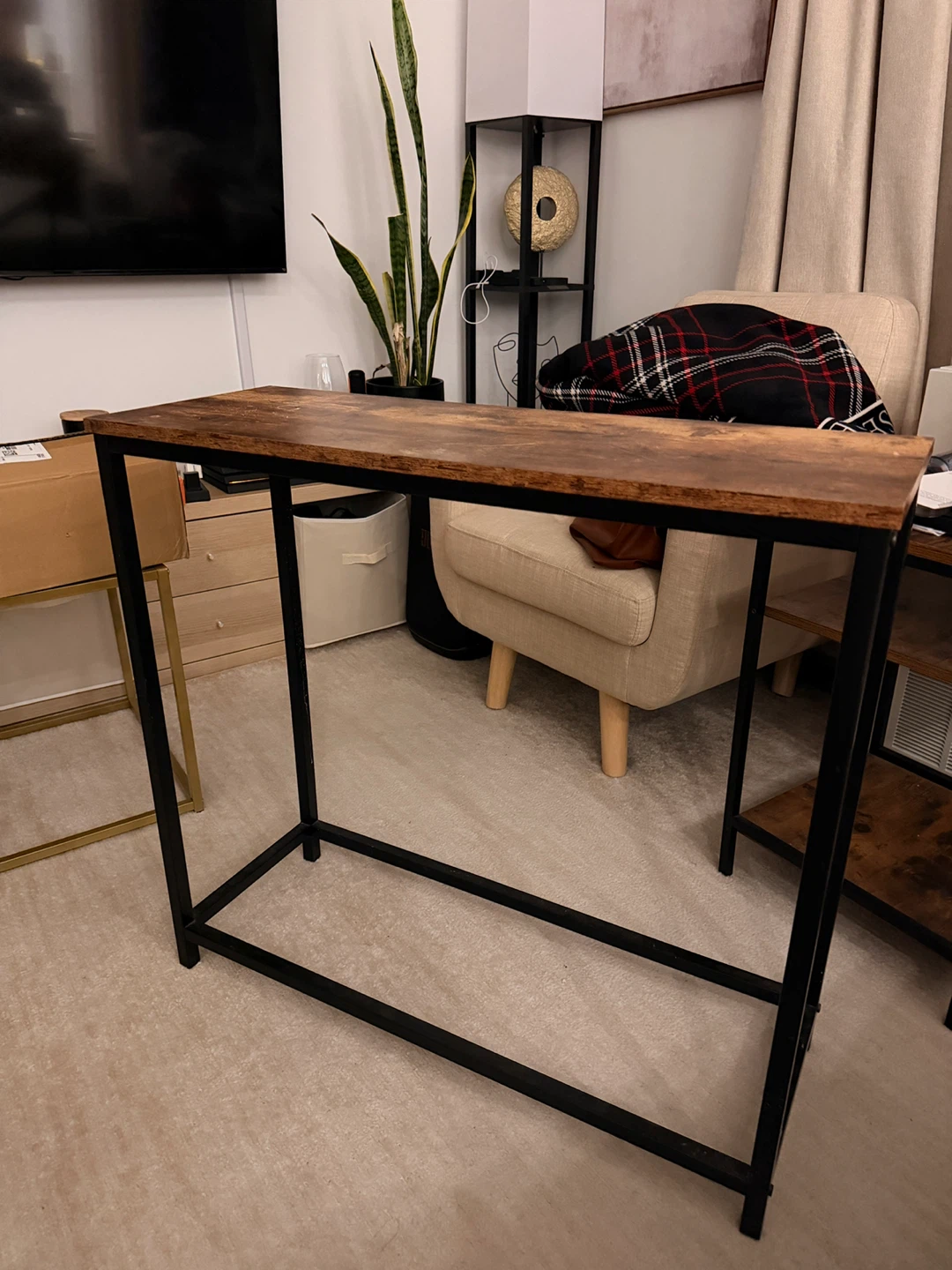 Rustic Brown Bar Table with Black Metal Frame - photo 2