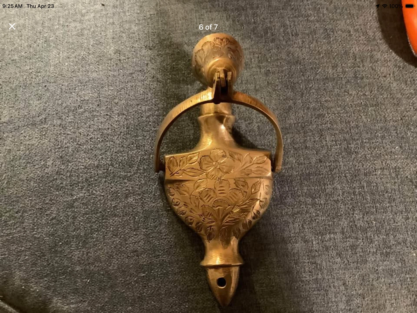 Vtg Brass “Bells of Sarna” Etched Door Knocker 🐞 - photo 4