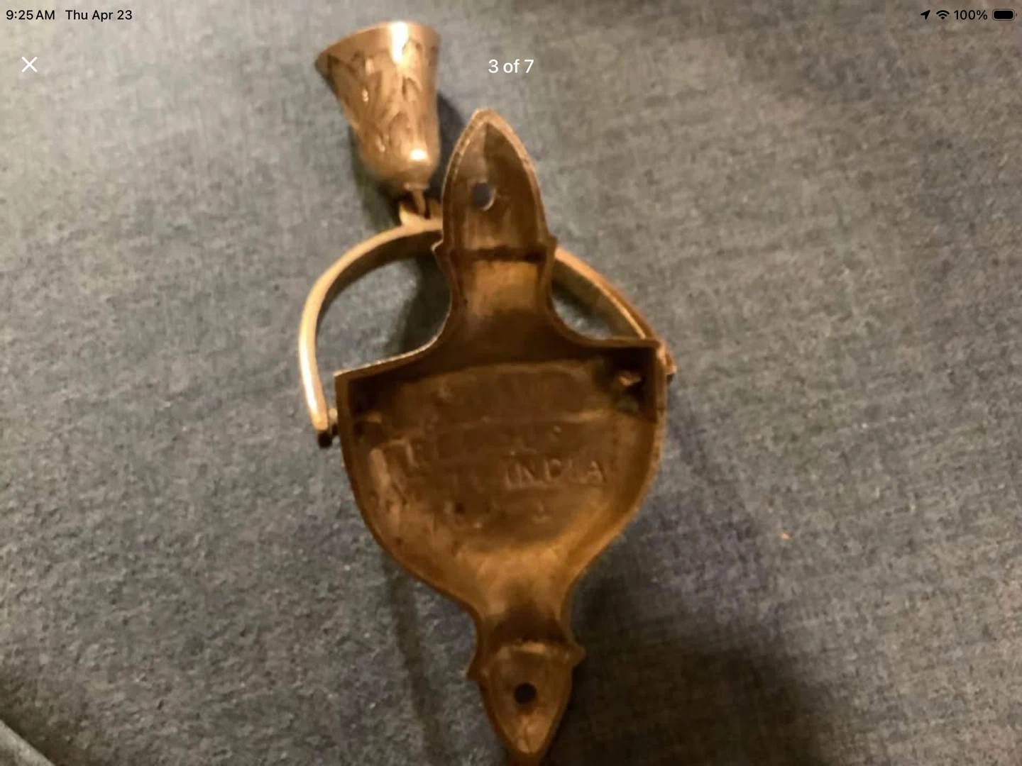 Vtg Brass “Bells of Sarna” Etched Door Knocker 🐞 - photo 3