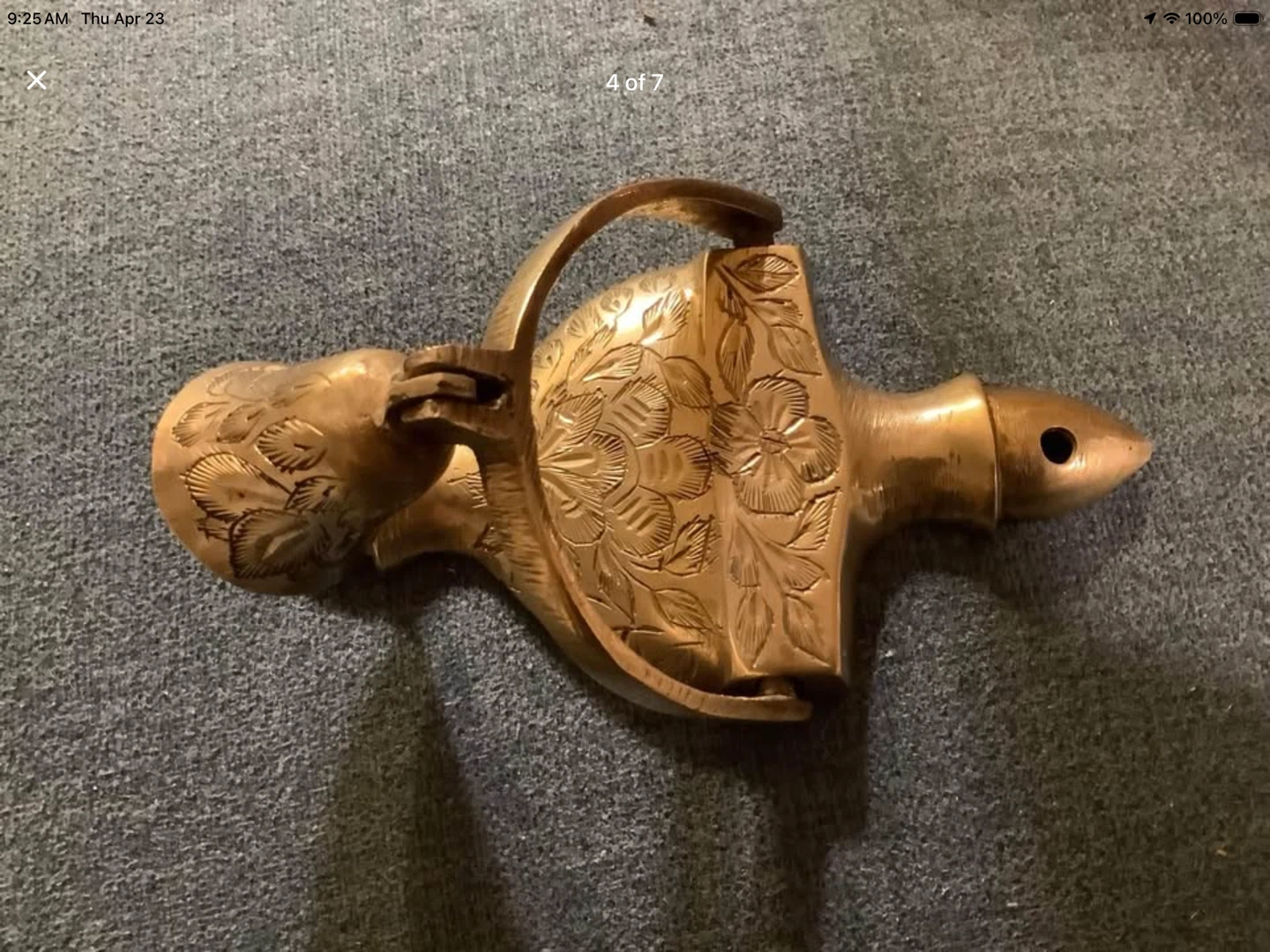 Vtg Brass “Bells of Sarna” Etched Door Knocker 🐞 - photo 2
