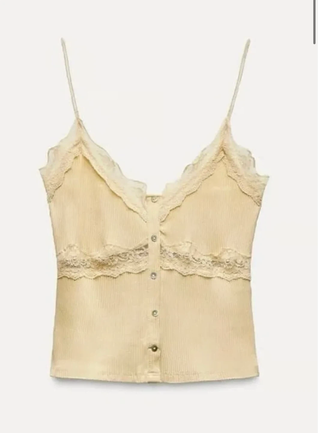 Zara Yellow Lace Trim Ribbed Tank Top - Size L - photo 5