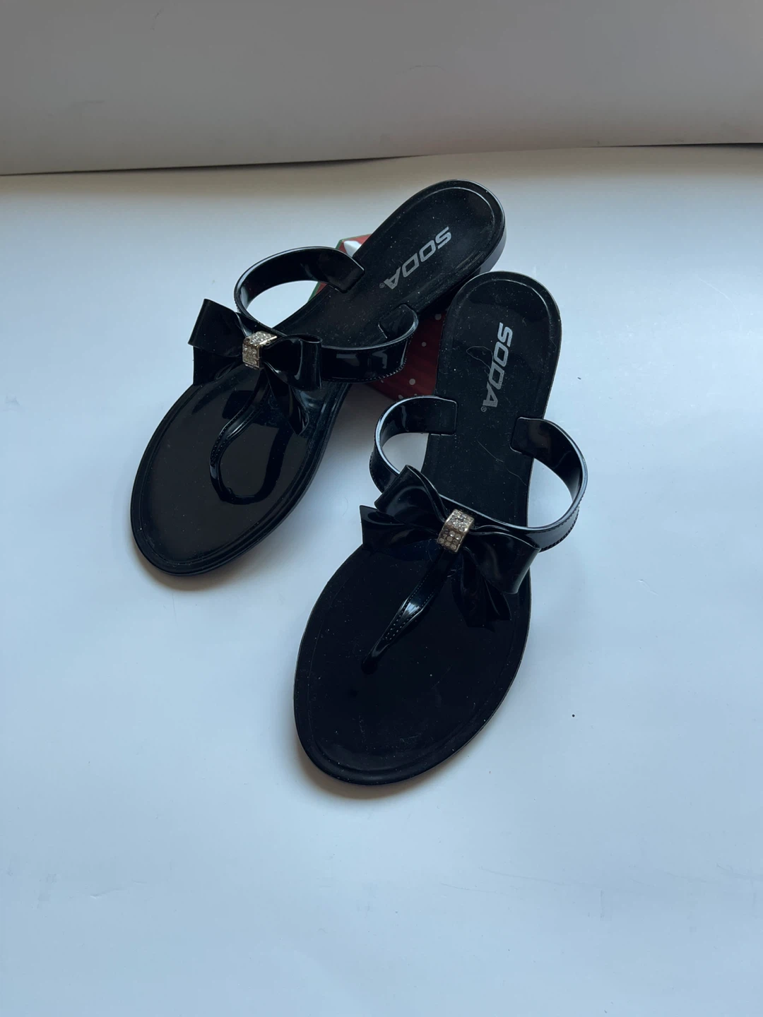 Soda Black Jelly Sandals with Bows