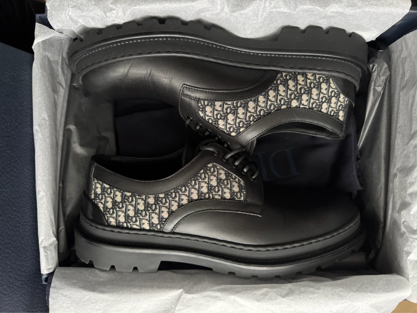 Dior Derby Shoes Leather Dior Oblique