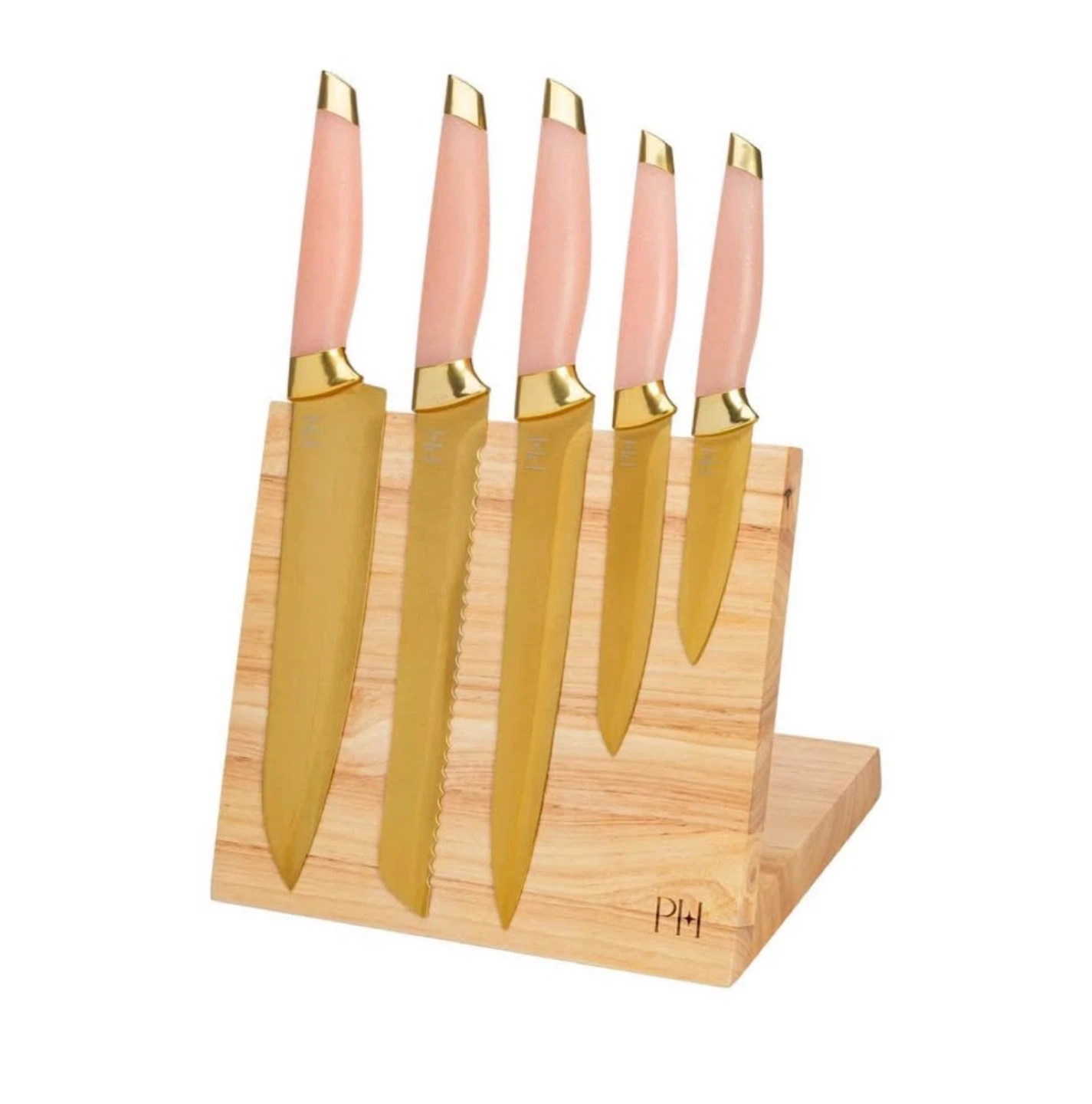 Paris Hilton Knife Block Set Magnetic Wooden Knife Block 6-Piece