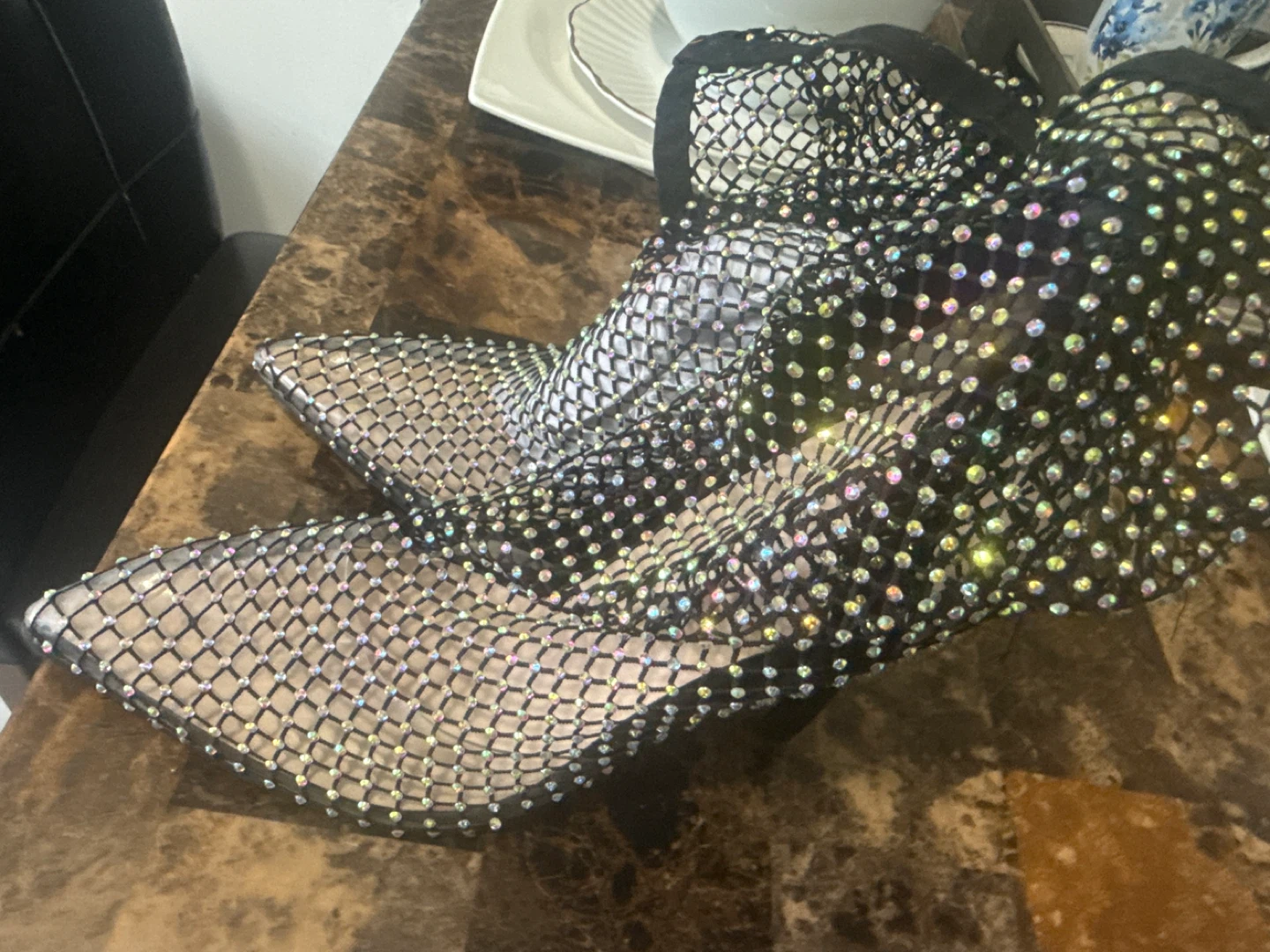 NASTY GAL Rhinestone Mesh Heels - photo 2