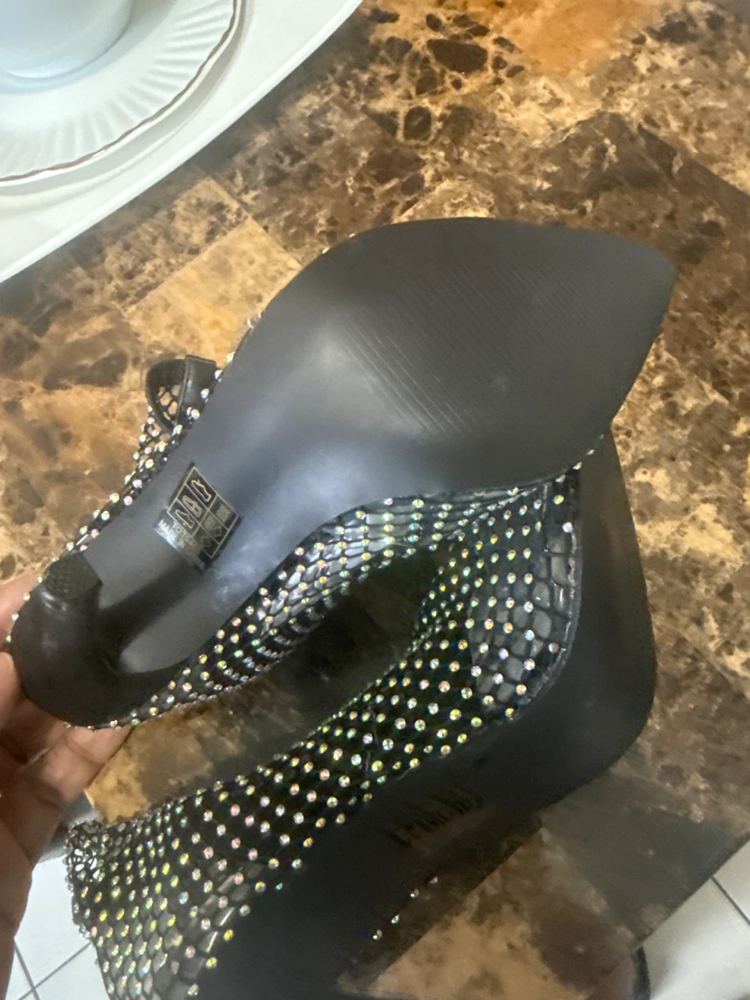 NASTY GAL Rhinestone Mesh Heels - photo 4
