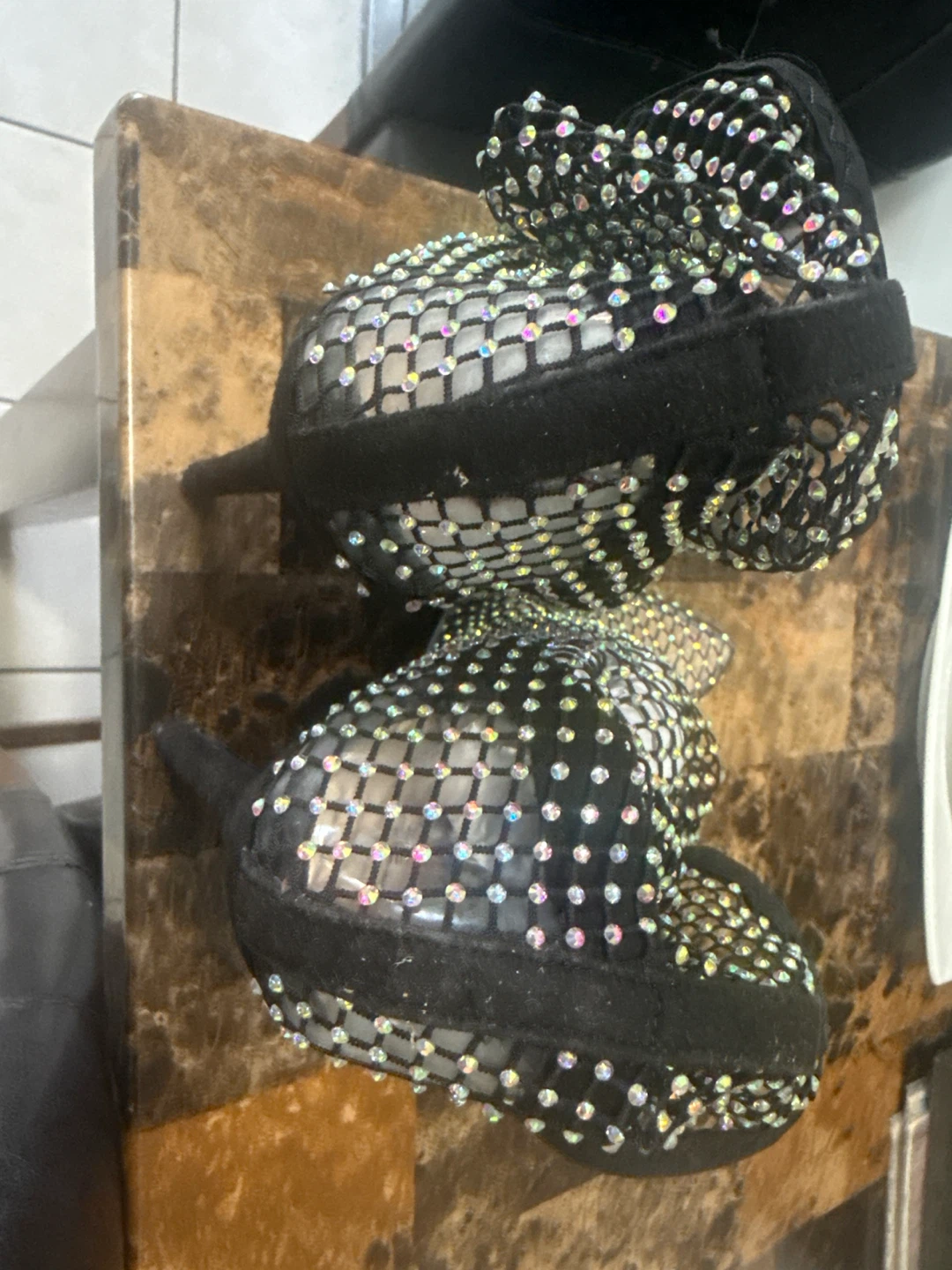NASTY GAL Rhinestone Mesh Heels - photo 3