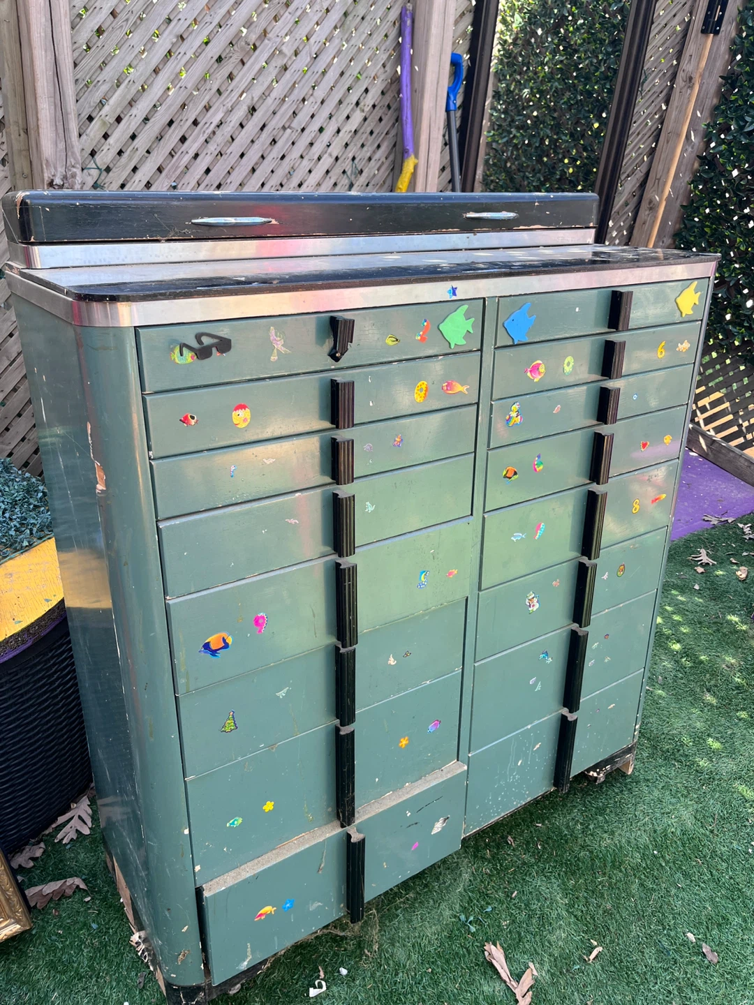 Vintage Green Metal Multi-Drawer Cabinet - photo 5