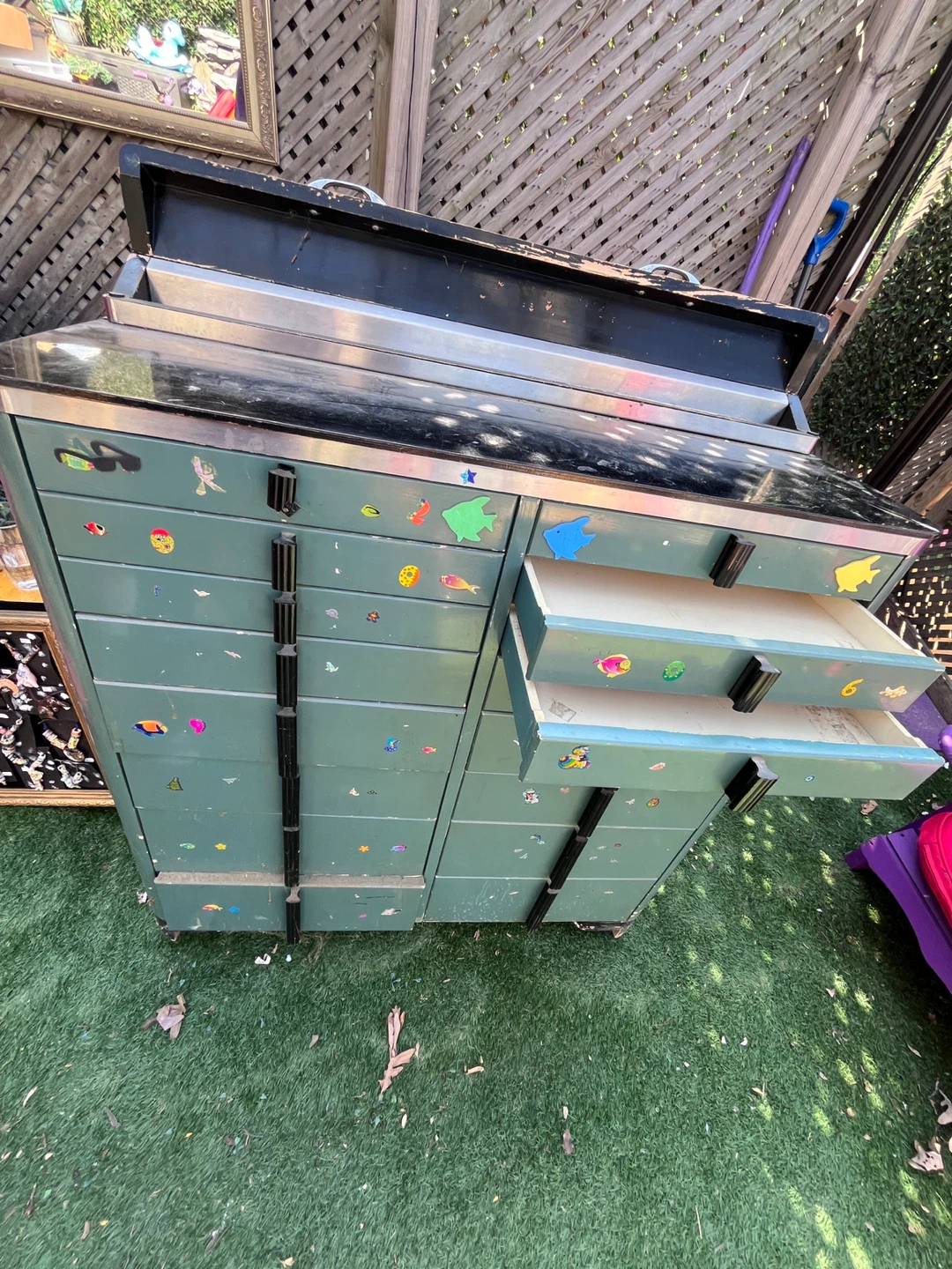 Vintage Green Metal Multi-Drawer Cabinet - photo 2