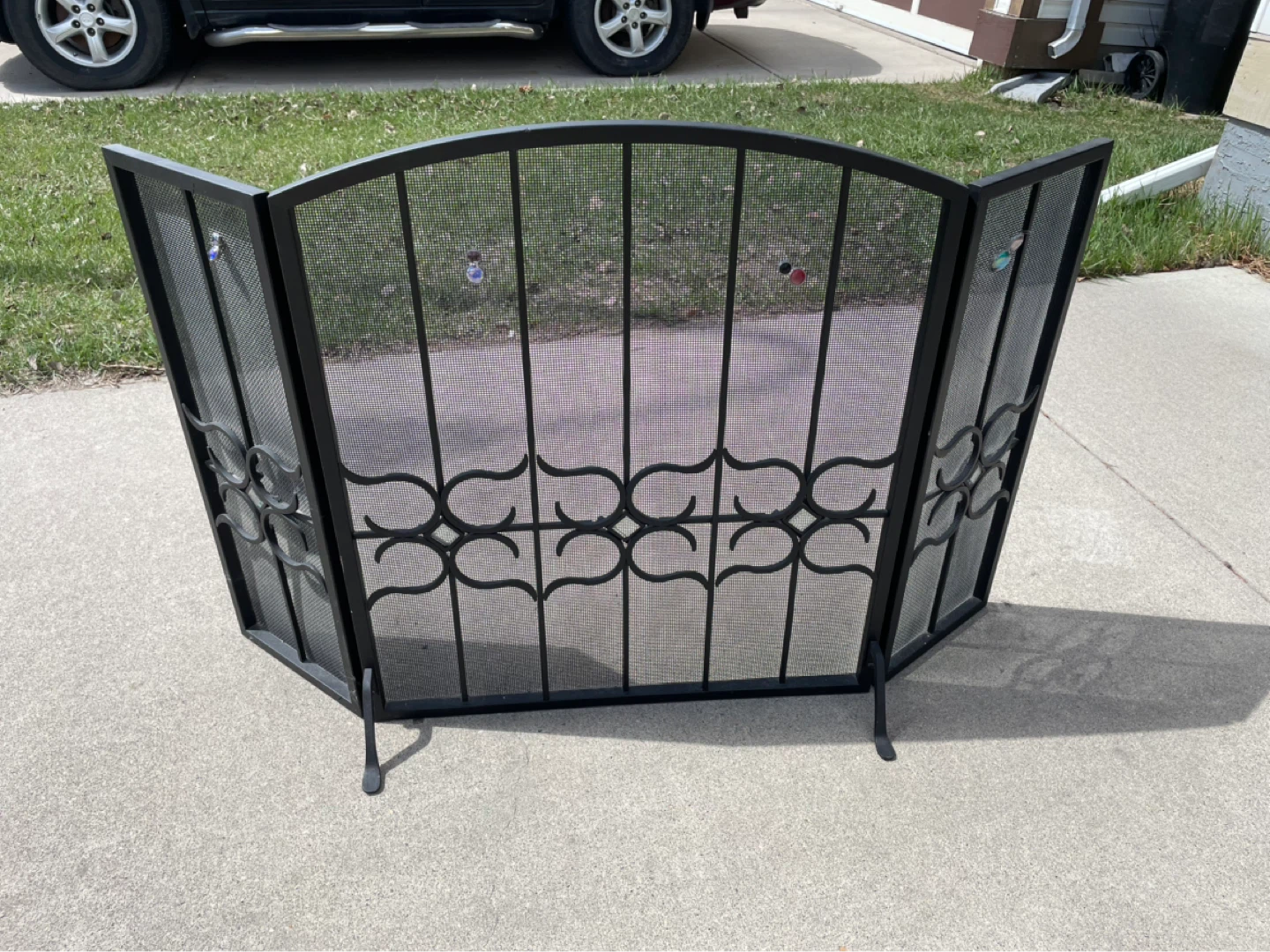 Black Metal Fireplace Screen