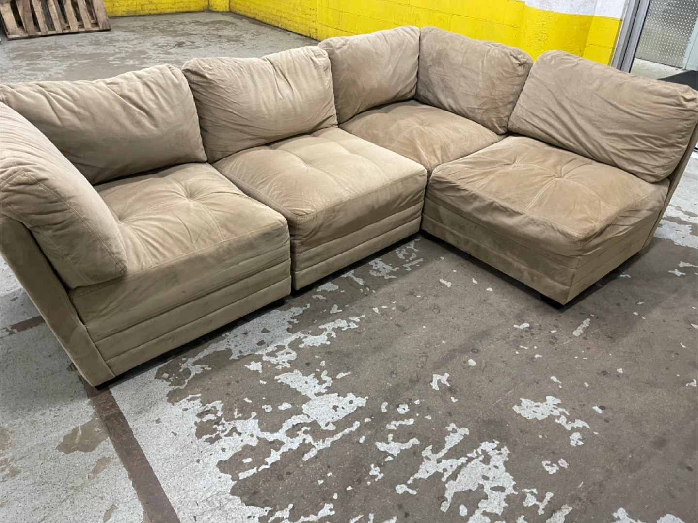 Tan Suede Sectional Sofa with delivery