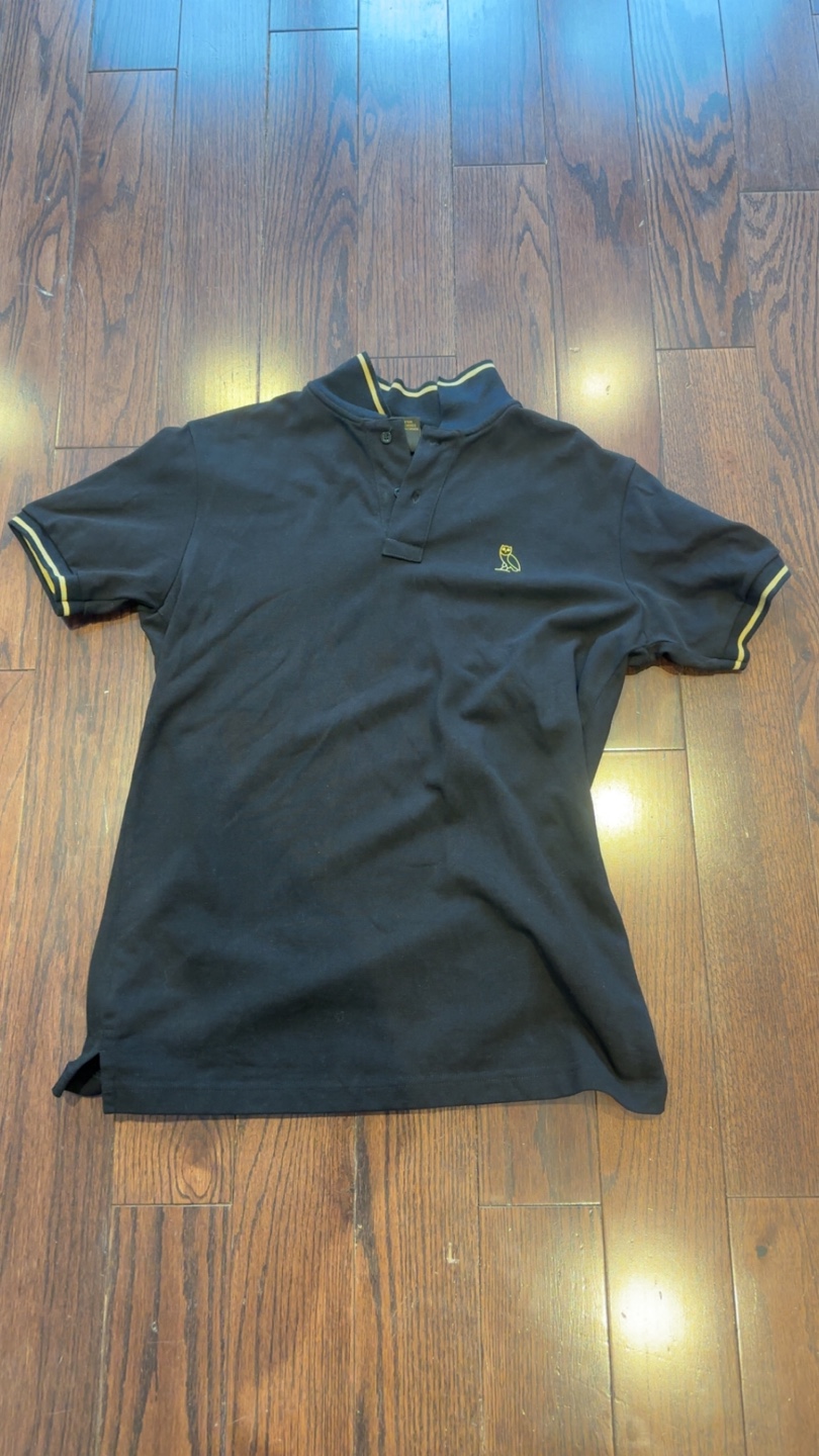 October's Very Own (OVO) Black Polo Shirt with Gold Trim