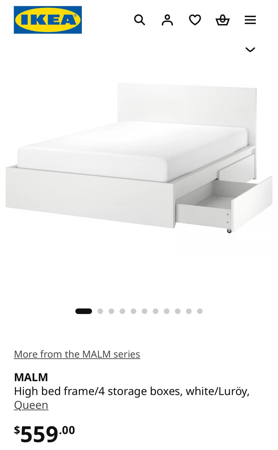 IKEA MALM Queen High Bed Frame with 4 Storage Boxes White - photo 4