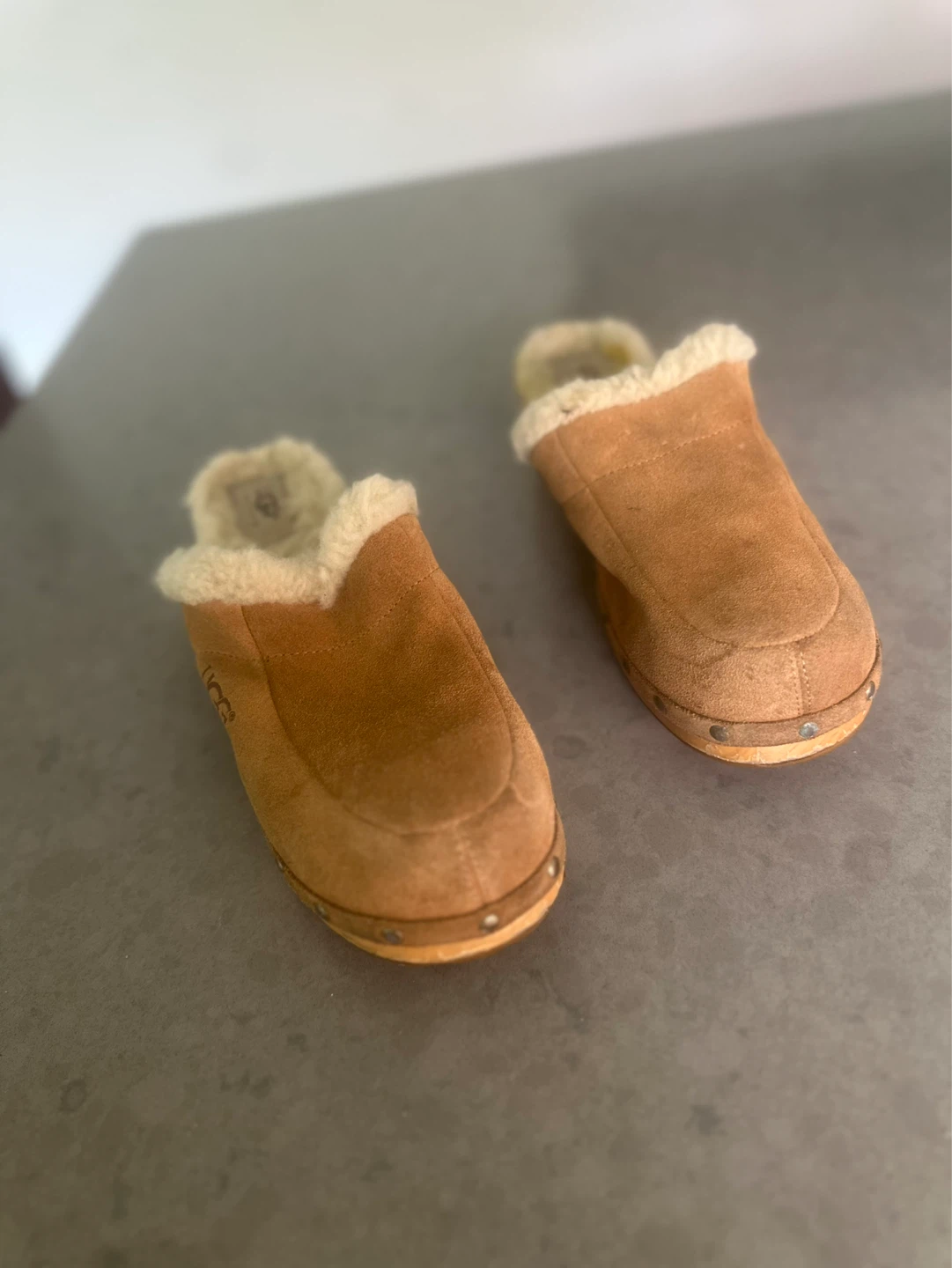 UGG Australia Suede Clogs with Shearling Lining