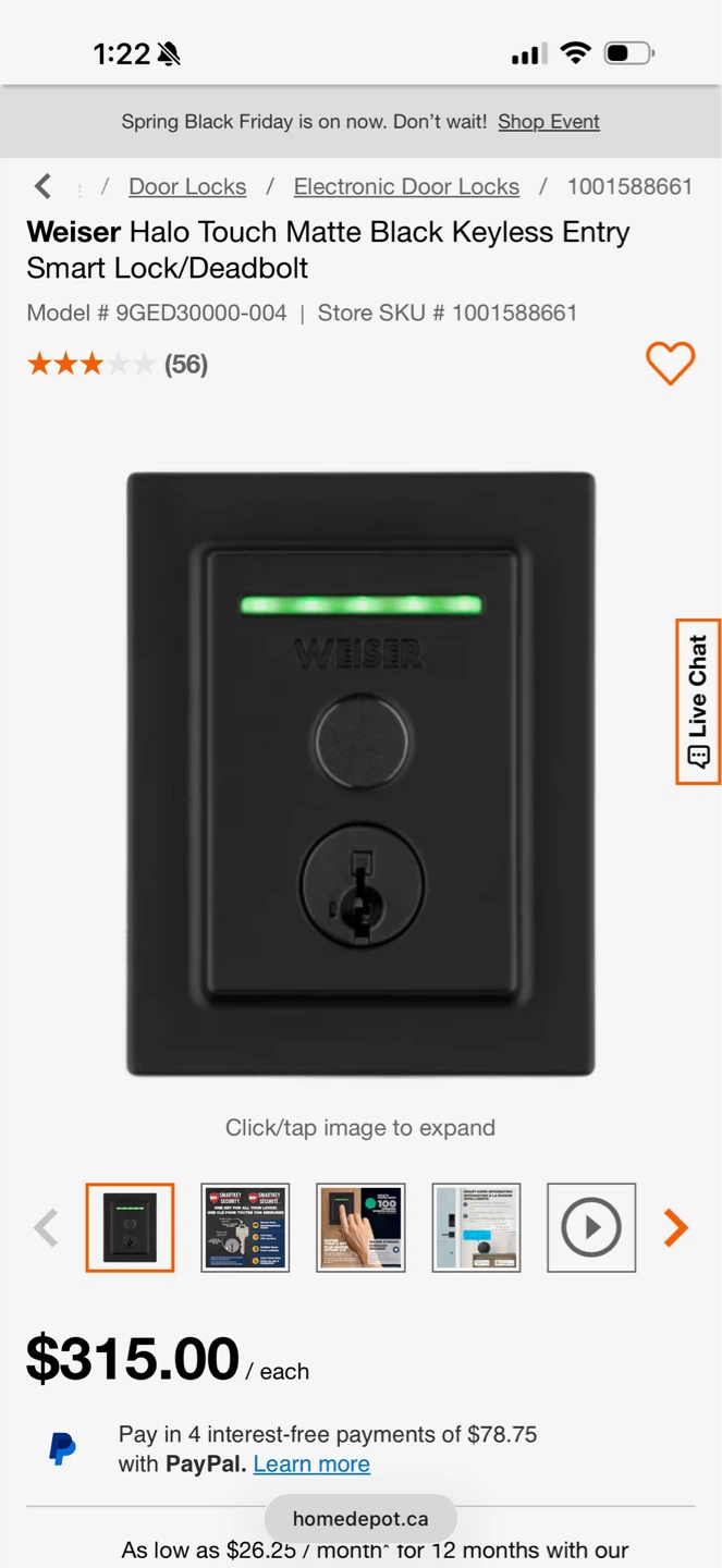 Weiser Halo Touch Matte Black Keyless Entry Smart Lock OBO - photo 5