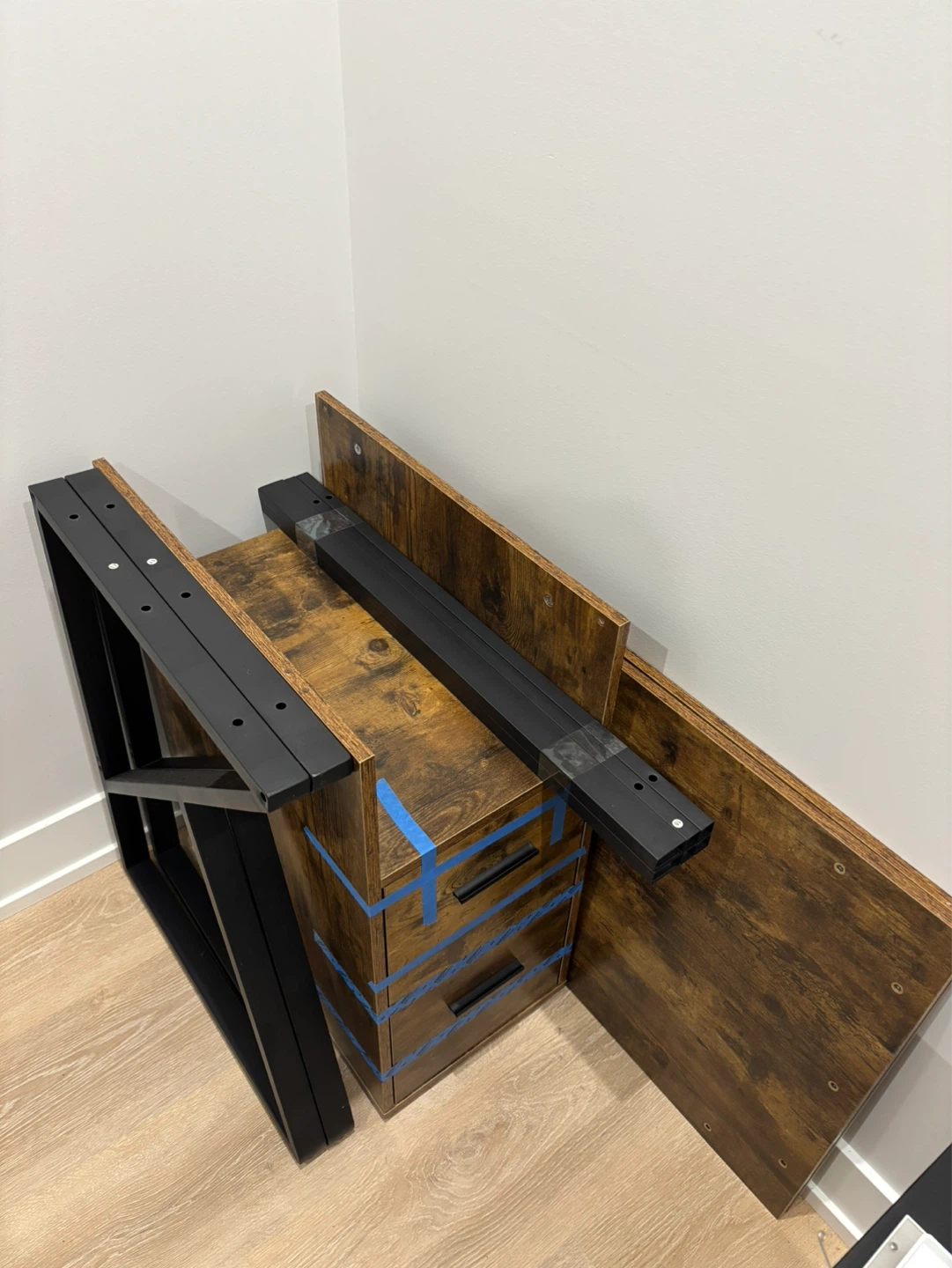 Rustic Wood Double Workstation Desk